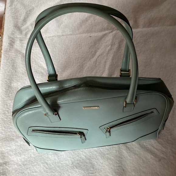 GUCCI HAND BAG LEATHER BABY BLUE MINI LOGO 002- 1115 . - Picture 3 of 16